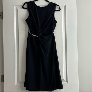 Zara Black Sheath Midi Dress Crew Neck